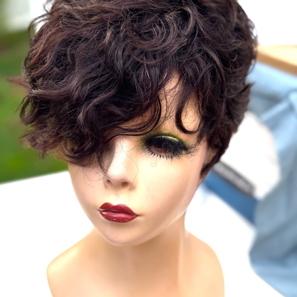 Short Curly Pixie Wig in Dark Brown - Women Hair - Picture 4 of 15